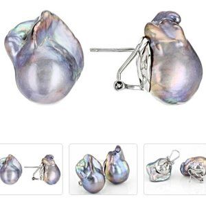 Platinum Cultured Freshwater Pearl Rhodium over Sterling Silver Earrings